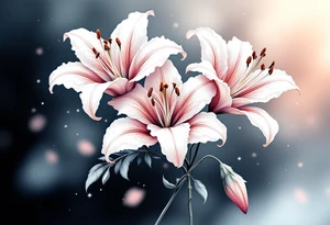 delicate lilies in frost with petals tattoo idea