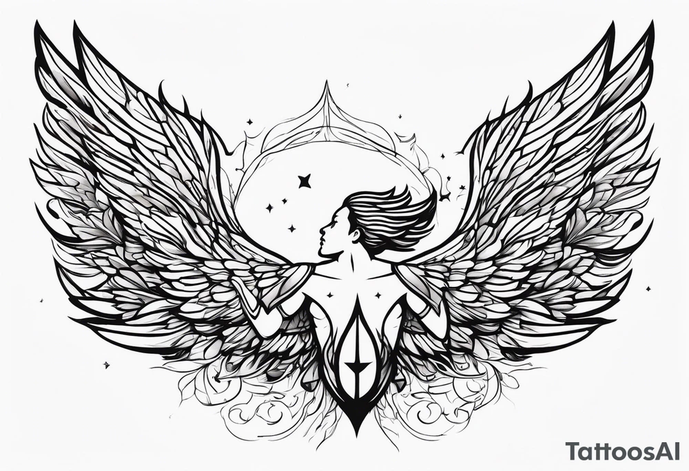 Icarus falling minimalistic tattoo idea