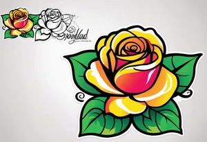 Rose with the stem spelling yolanda tattoo tattoo idea