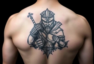 epic warrior tattoo protecting family tattoo idea
