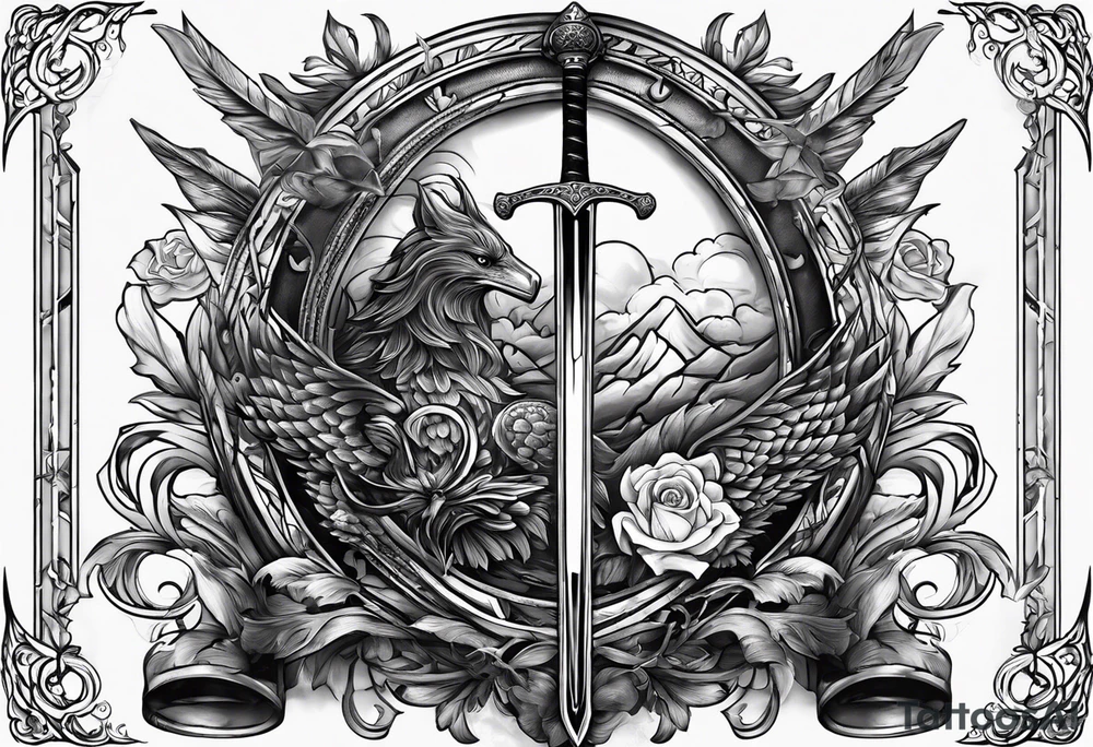with a juctice emblem a sword and a scale tattoo idea with a juctice emblem a sword and a scale tattoo idea