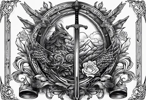 with a juctice emblem a sword and a scale tattoo idea