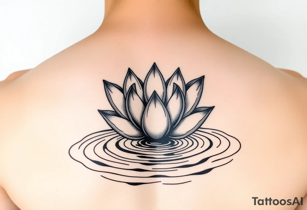 serene lotus flower emerging from sacred waters with ripples tattoo idea