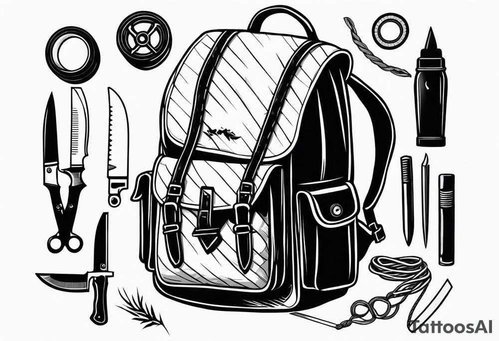 murderers kill kit backpack knife rope duct tape tattoo idea