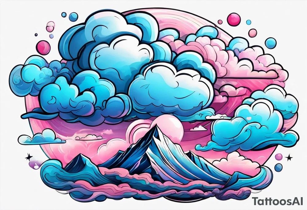 Blue and Pink Clouds tattoo idea