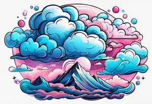 Blue and Pink Clouds tattoo idea