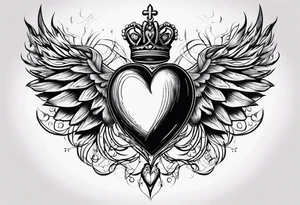 sacred heart with a real heart and flames coming out of the top and wings behind tattoo idea