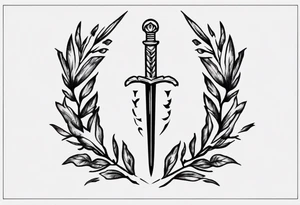 simple memorial tattoo using "13" , laurel leaves and a sword tattoo idea