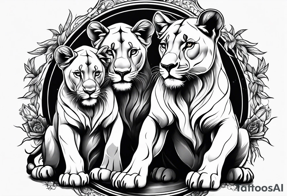 Lioness on her hind legs
protecting her two cubs tattoo idea Lioness on her hind legs
protecting her two cubs tattoo idea