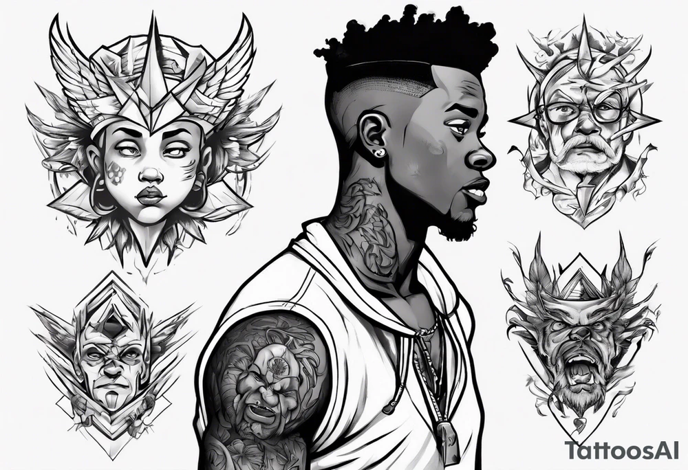 Black son who looks up to his dad tattoo idea