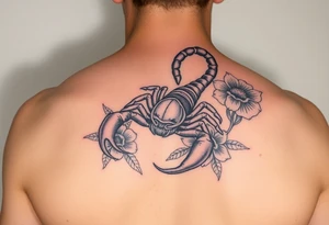 A scorpion with flowers for forearm tattoo idea