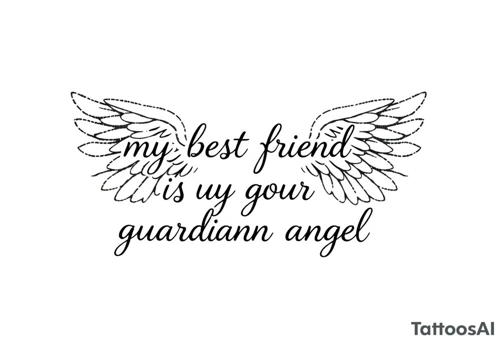 my best friend is my guardian angel with angel wings tattoo idea