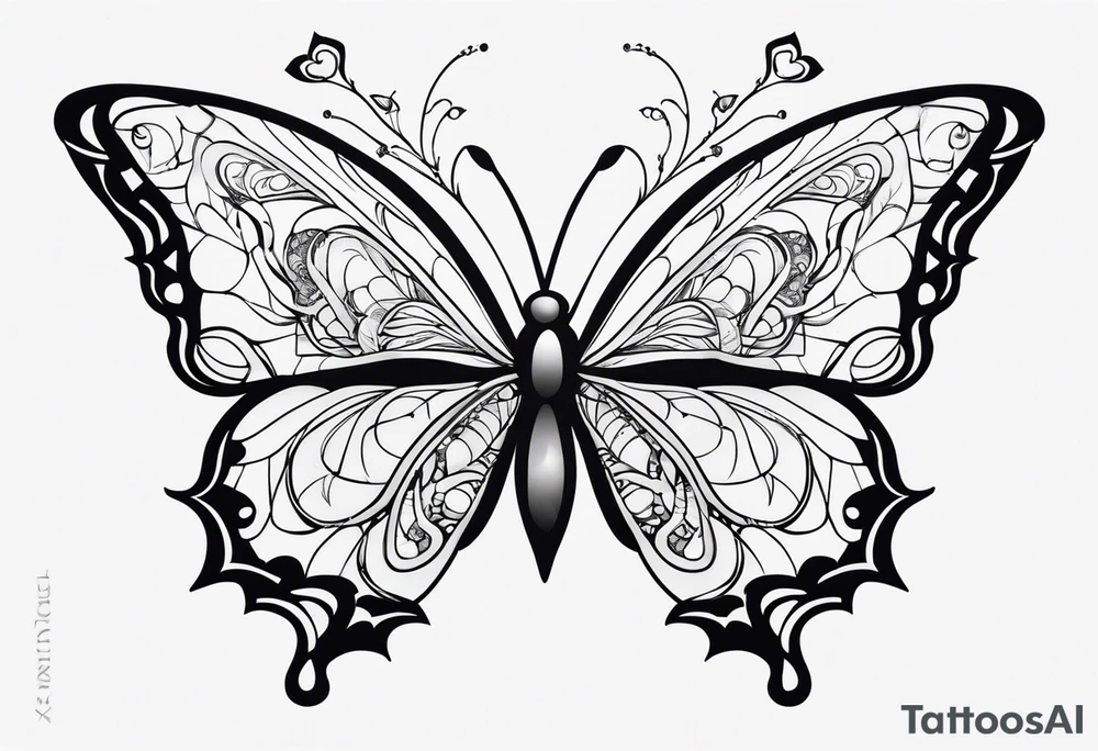 tattoo with 2 medium sized butterflies and the name keonne under it tattoo idea