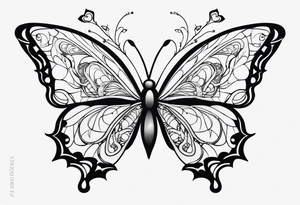 tattoo with 2 medium sized butterflies and the name keonne under it tattoo idea