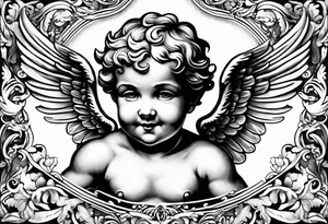 one putti with wings smiling tattoo idea