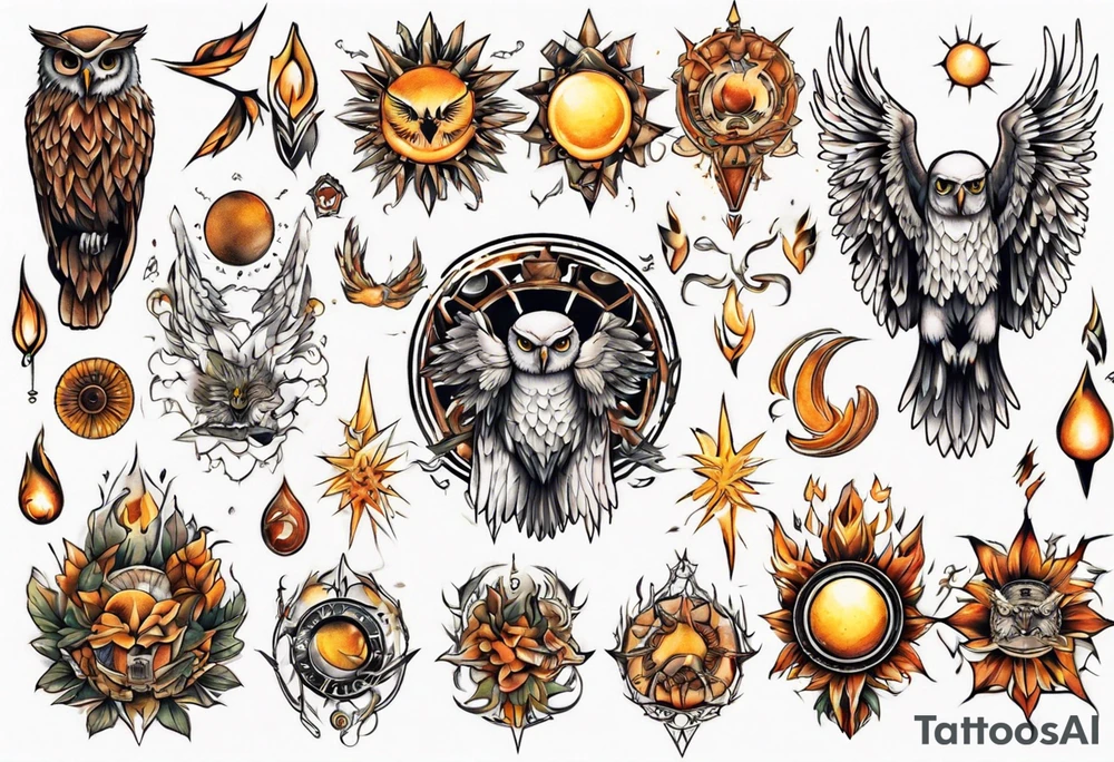 Sonne Eule tattoo idea