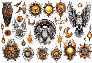 Sonne Eule tattoo idea