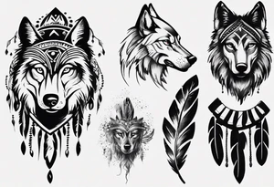 Indian Theme wolf realism tattoo idea