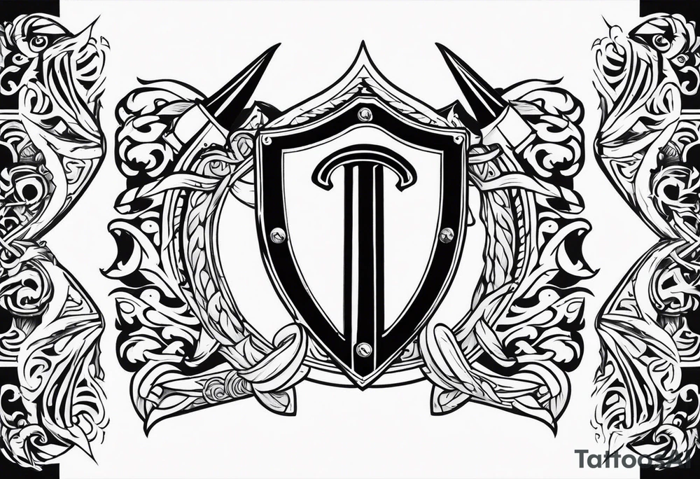 Valhalla sword axe shield tattoo idea