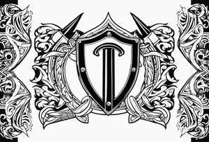 Valhalla sword axe shield tattoo idea