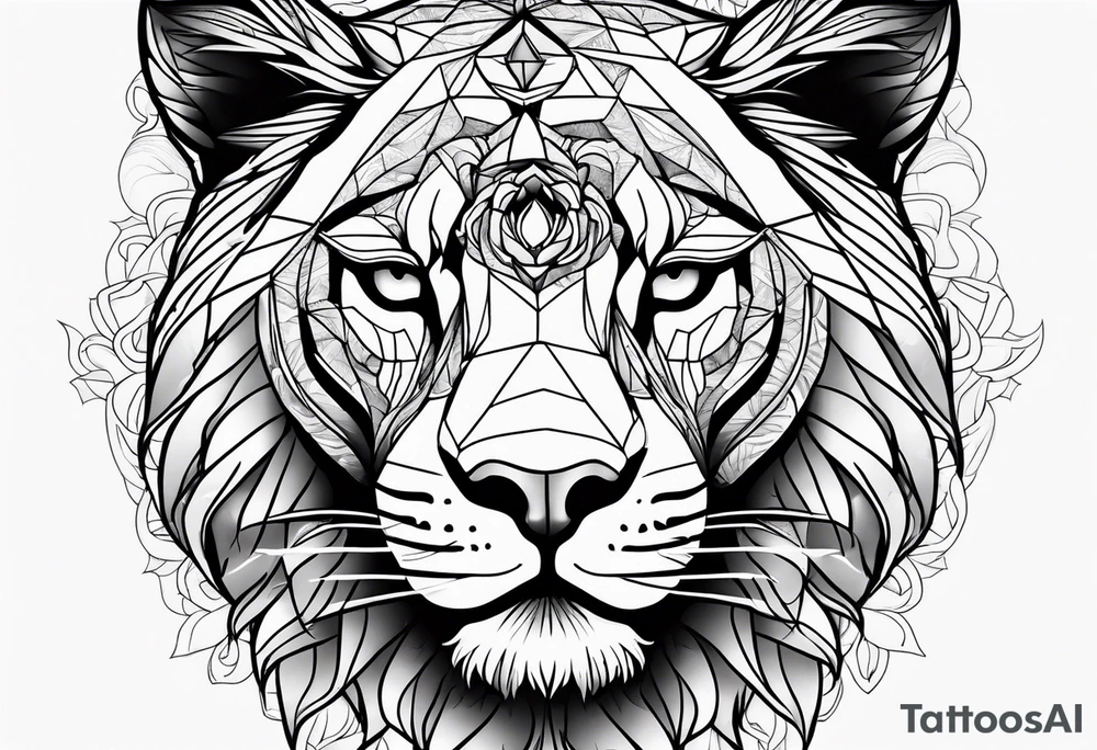 Um leão com rosas tattoo idea