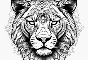 Um leão com rosas tattoo idea
