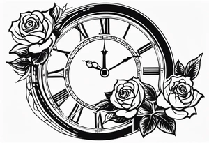 Clock with rose and greek mythology tattoo idea