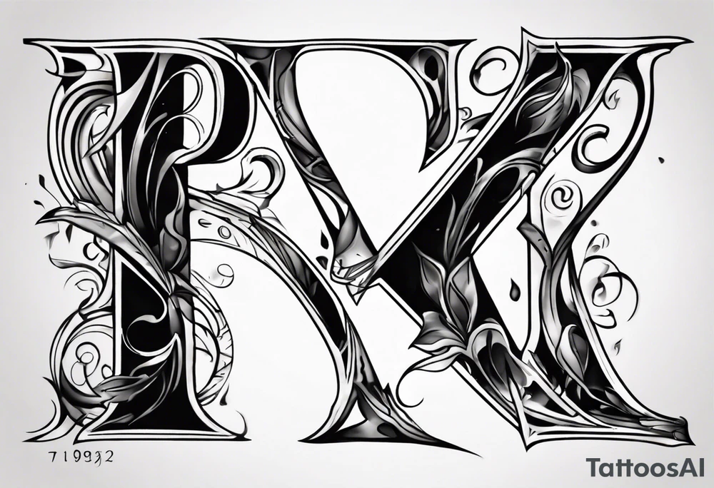 Letter R with date 09.01.23 tattoo idea
