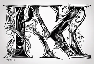 Letter R with date 09.01.23 tattoo idea
