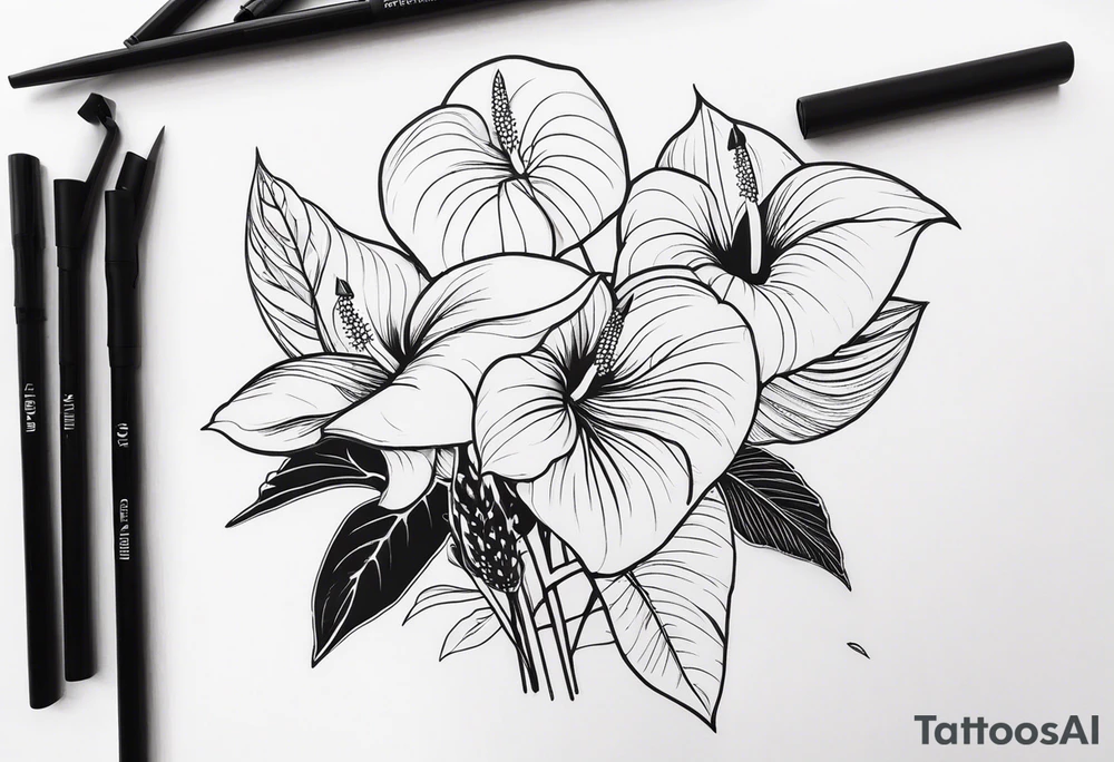 Fais moi un bouquet de fleurs avec des anthuriums et des oeillets !!! Les deux ensemble dans le bouquet tattoo idea