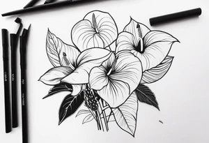 Fais moi un bouquet de fleurs avec des anthuriums et des oeillets !!! Les deux ensemble dans le bouquet tattoo idea