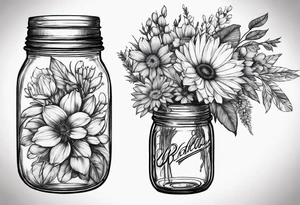 Mason jar bouquet tattoo idea