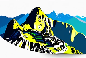 Machu Picchu is minimalistically expressed in a few lines tattoo idea