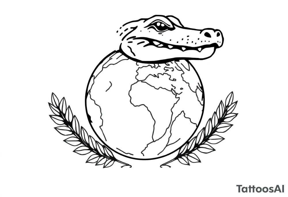 can you create a globe with laurel wreaths on the bottom and a gator above the glove tattoo idea