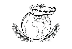 can you create a globe with laurel wreaths on the bottom and a gator above the glove tattoo idea