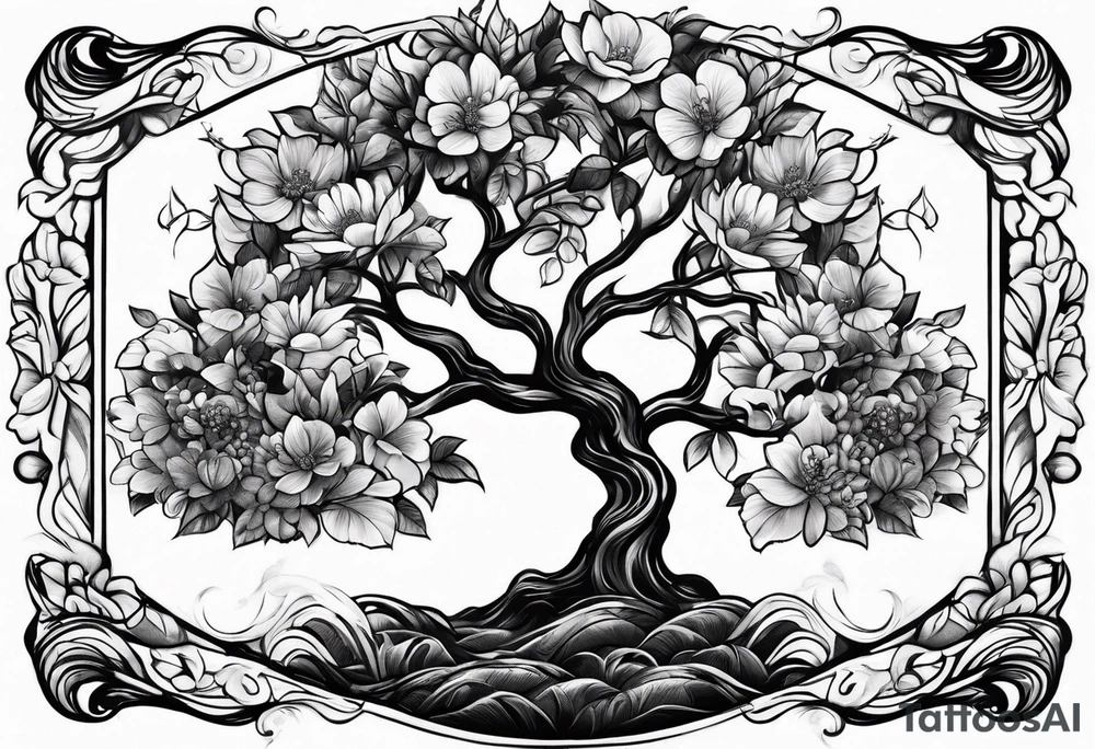 flowers tree tattoo idea