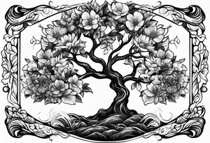 flowers tree tattoo idea