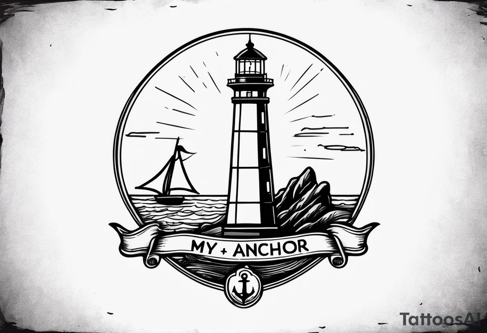 Lighthouse and anchor that says "MY BEACON, MY ANCHOR" tattoo idea Lighthouse and anchor that says "MY BEACON, MY ANCHOR" tattoo idea