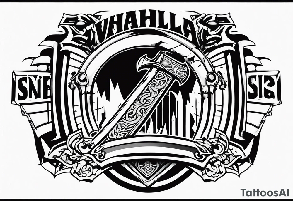 Valhalla sword shield axe
stairs mist tattoo idea