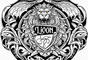 Valhalla sword shield lion dragon tattoo idea