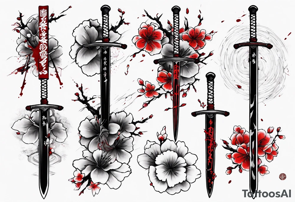 Shogun swords Sakura blood tattoo idea