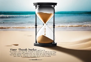 can you convert the quote into a tattoo. "Time heals what reason cannot". Involve an hourglass but the sand is leaking out and creating a message that says reason tattoo idea