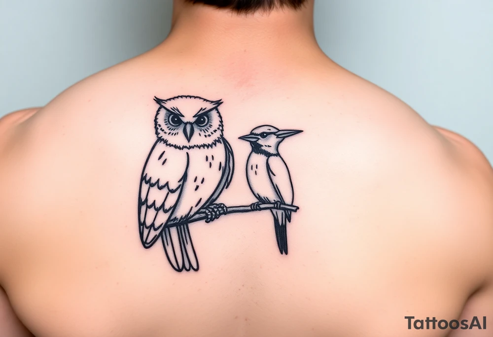 Owl and woody woodpecker tattoo idea