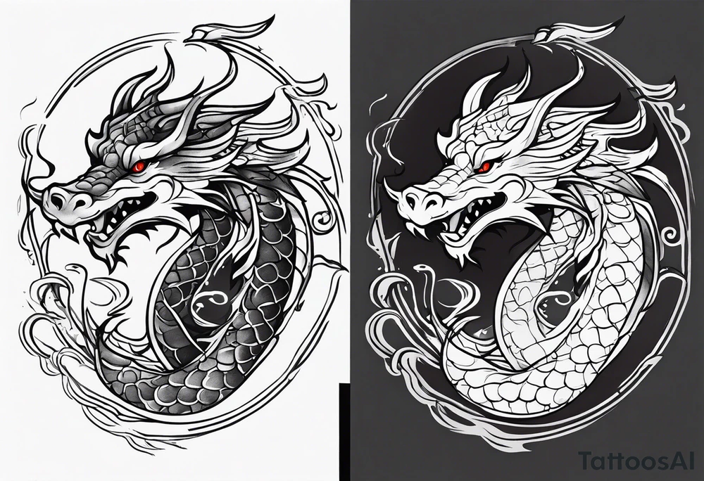 Traditional Dragon full body and smoke tattoo idea