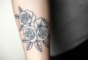 Traditional roses tattoo dedicated to my three kids tattoo idea