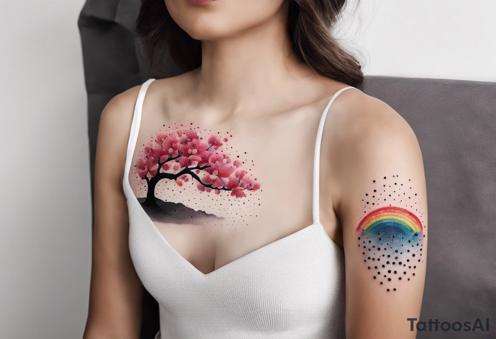 Cherry blossom rainbow tattoo idea