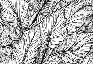 leaves with flow and stippling dots, white background tattoo idea