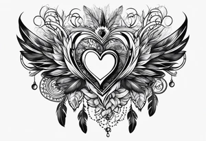 Feather and heart tattoo idea