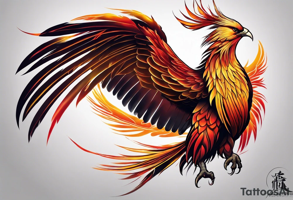 phoenix, 
chinese,
realistic, 
long tail,
elegant,
wing tips pointing down,
long neck,
long feathers,
in flight,
graceful, tattoo idea