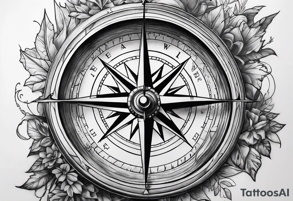 Broken compass tattoo idea